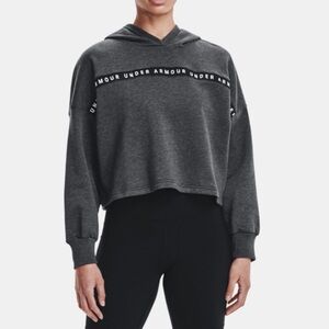 Under Armour Cropped Hoodie Dark Grey Logo Tape XS